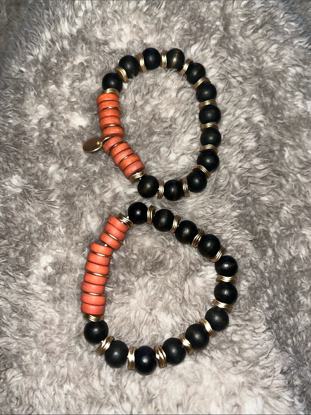 Set of 2 Plunder Black and Coral Stretch Bracelet Set NWOT